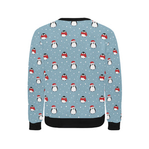 Cute penguin christmas snow pattern Men's Crew Neck Sweatshirt