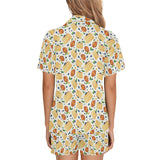 Pancake Pattern Print Design 02 Women's V-Neck Short Pajama Set