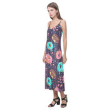 Colorful donut glaze pattern V-Neck Open Fork Long Dress