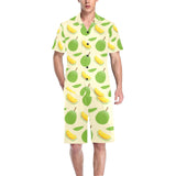 Durian pattern Men's V-Neck Short Pajama Set