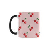 cherry pattern pink background Morphing Mug Heat Changing Mug