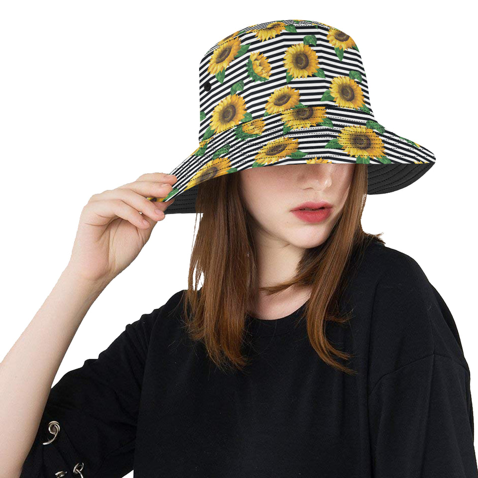 sunflowers ribbon background Unisex Bucket Hat