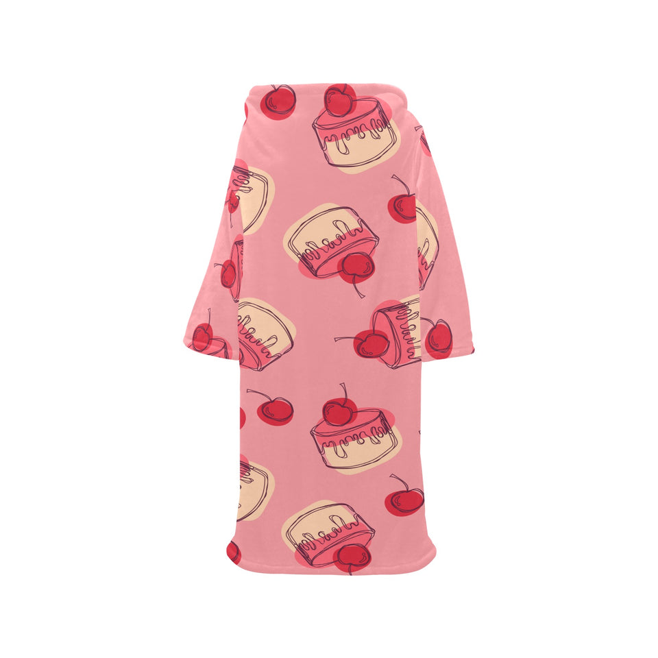 Cake cherry pattern Blanket Robe with Sleeves
