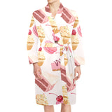 Cake cupcake sweets pattern Men's Long Sleeve Belted Night Robe