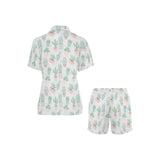 Pastel color cactus pattern Women's V-Neck Short Pajama Set
