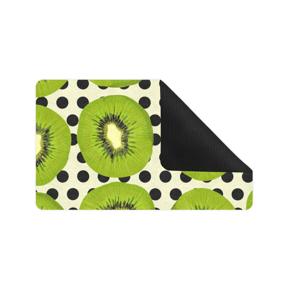kiwi black dot background Doormat