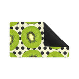 kiwi black dot background Doormat