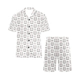 Hippopotamus Pattern Print Design 05 Men's V-Neck Short Pajama Set