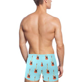 electric guitar pattern light blue background Men's Swimming Trunks