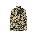 Leopard print design pattern Women's Long Sleeve Polo Shirt