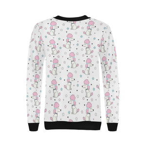 Cute poodle dog star pattern Women's Crew Neck Sweatshirt
