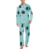 Sea turtle with blue ocean backgroud Men's Long Pajama Set
