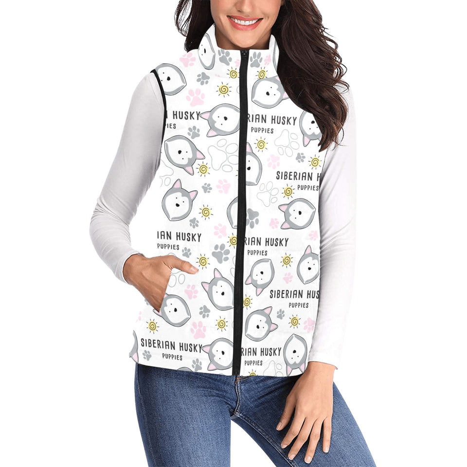 Siberian Husky design pattern Women's Padded Vest