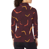 Boomerang Australian aboriginal ornament circle bl Women's Long Sleeve Polo Shirt