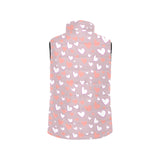 coral white heart pattern Women's Padded Vest