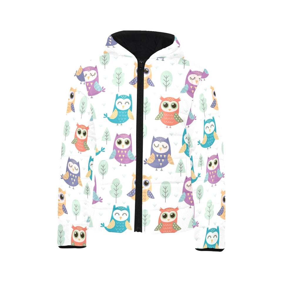 Cute owl pattern Kids' Boys' Girls' Padded Hooded Jacket