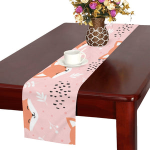 Cute fox pattern pink background Table Runner