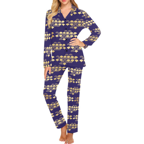 Beautiful japanese fan pattern Women's Long Pajama Set