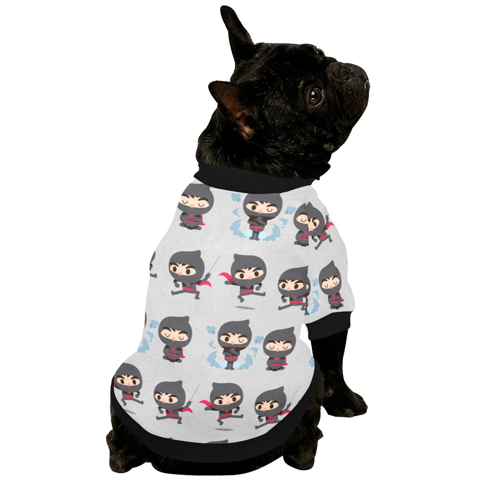 Cute ninja pattern All Over Print Pet Dog Round Neck Fuzzy Shirt