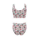 Yorkshire Terrier Pattern Print Design 04 Chest Bowknot High Waisted Bikini Swimsuit