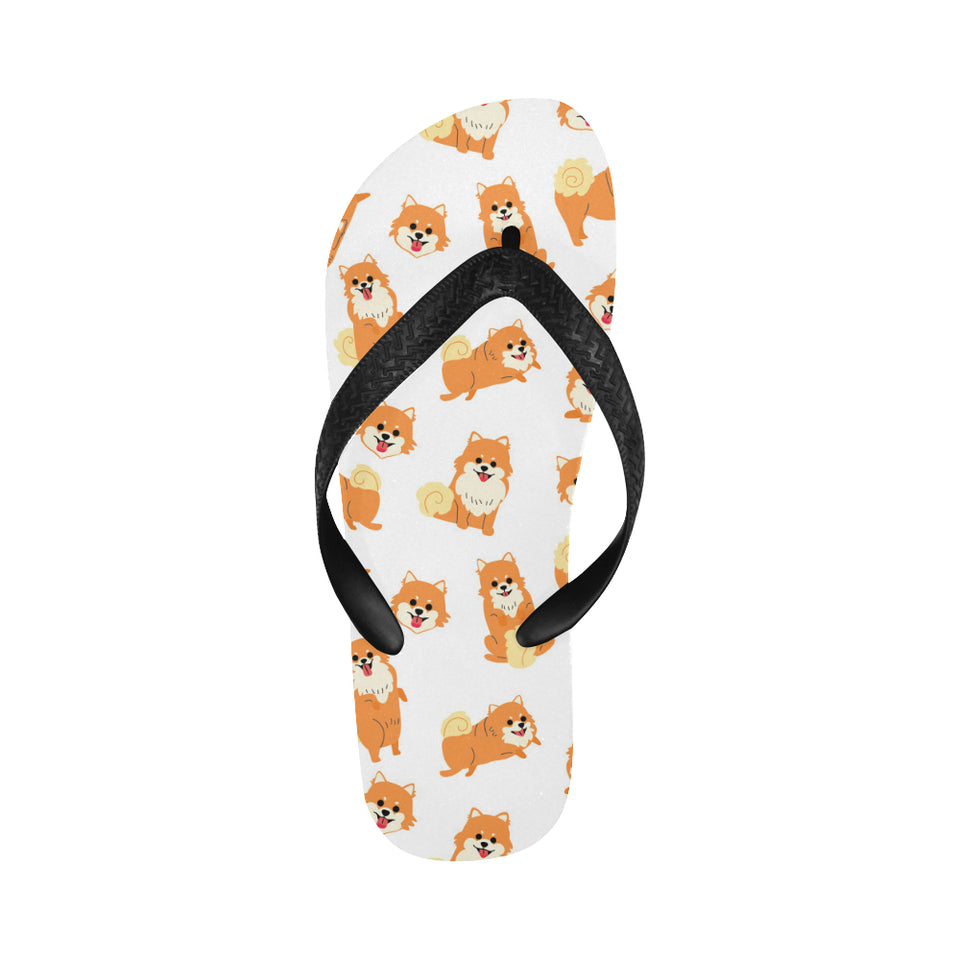Brown pomeranian pattern Unisex Flip Flops