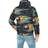 Bowling balls flame pattern Men's Padded Hooded Jacket