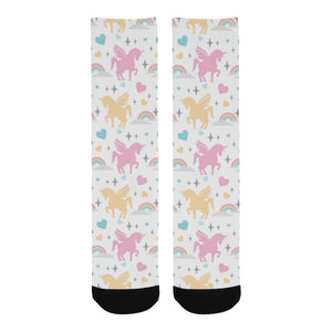 colorful unicorn rainbow heart pattern Crew Socks