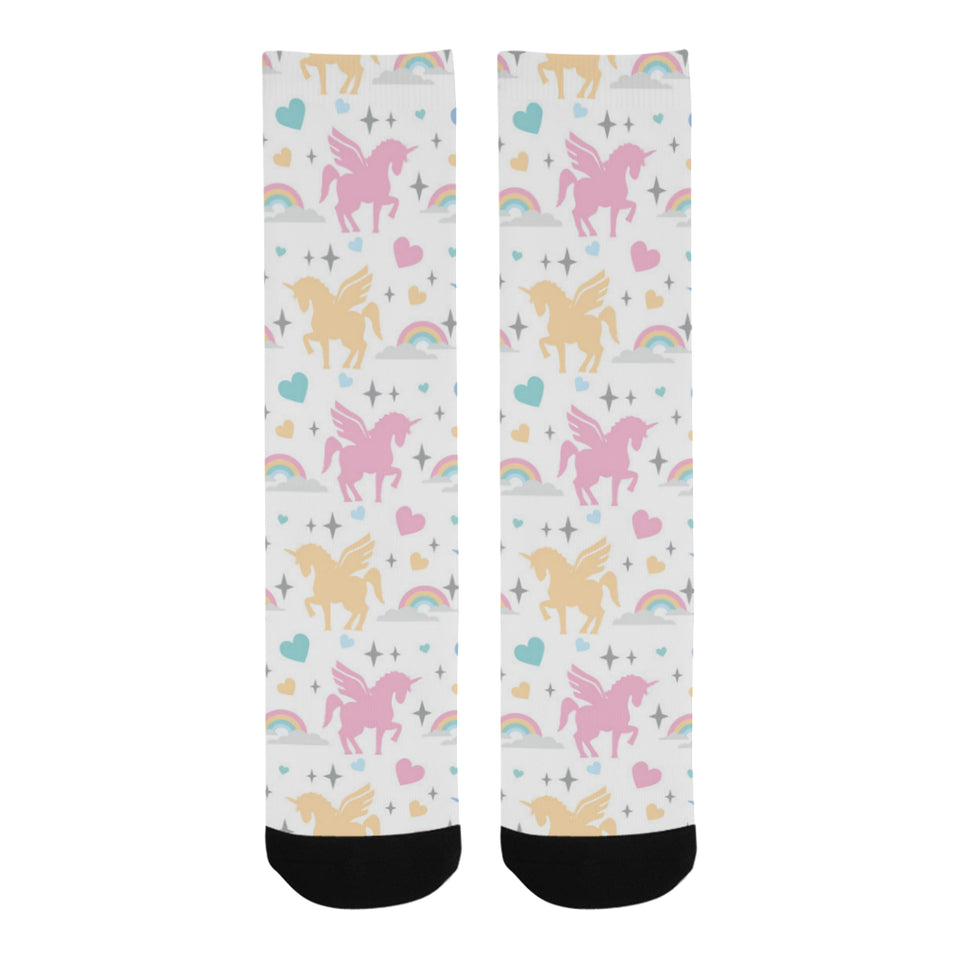 colorful unicorn rainbow heart pattern Crew Socks