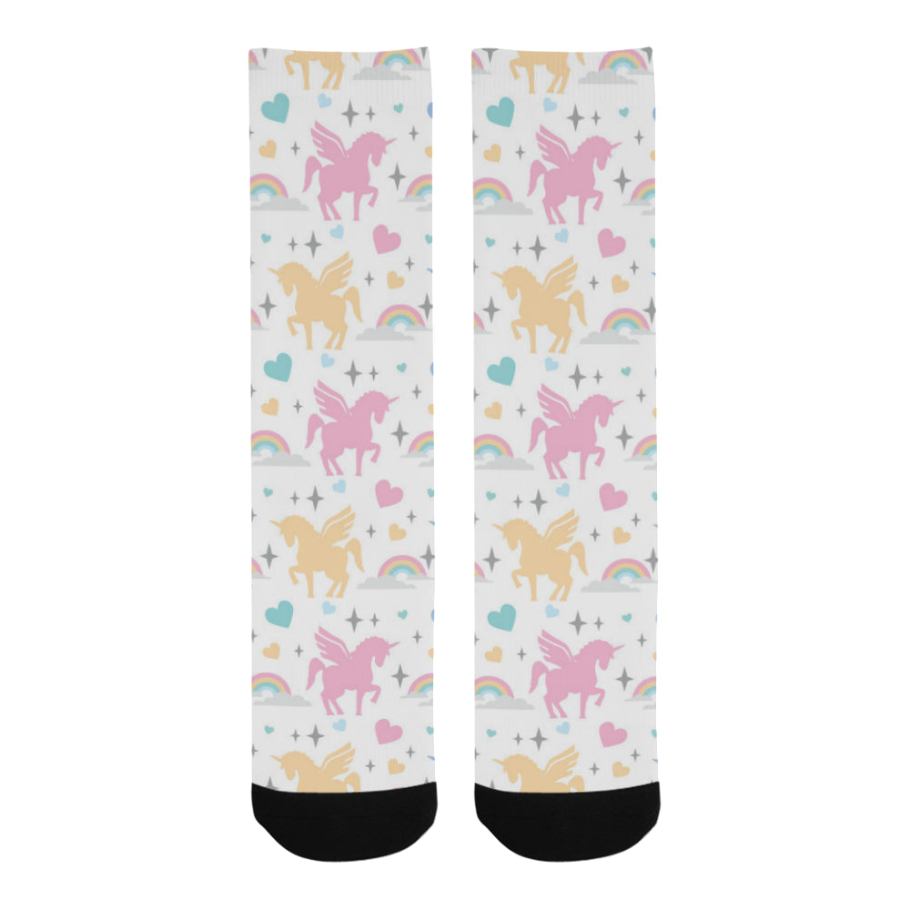 colorful unicorn rainbow heart pattern Crew Socks
