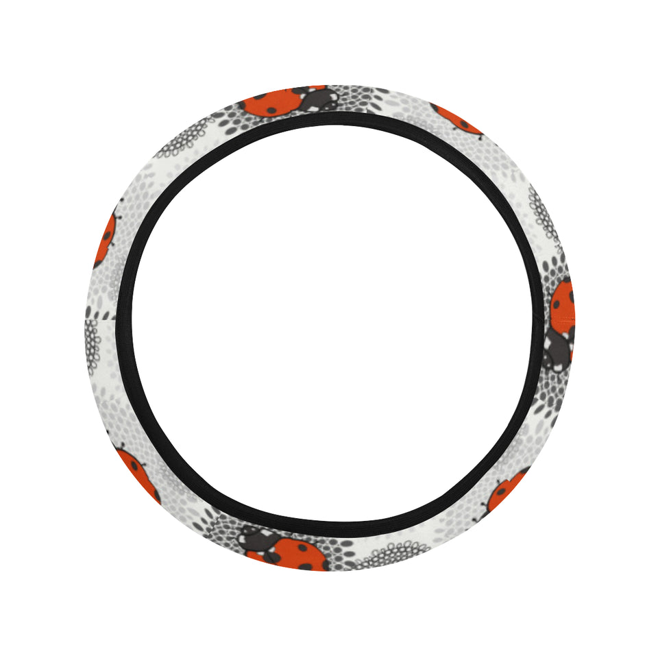 Ladybug Pattern Print Design 05 Car Steering Wheel Cover