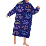 Dog Paws Pattern Print Design 02 Blanket Robe with Sleeves