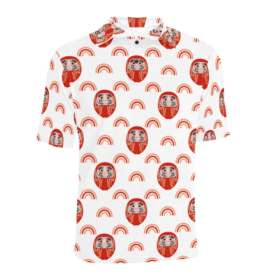 Daruma japanese wooden doll design pattern Men's All Over Print Polo Shirt