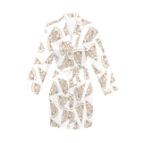 Hand drawn pizza pattern Women's Long Sleeve Belted Night Robe