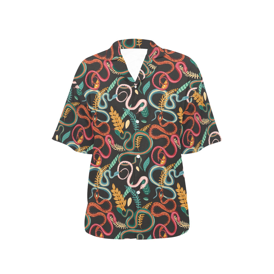 Colorful snake plant pattern Women's All Over Print Hawaiian Shirt