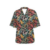 Colorful snake plant pattern Women's All Over Print Hawaiian Shirt