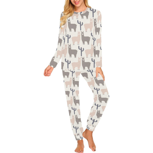 Llama Alpaca pattern Women's All Over Print Pajama Set