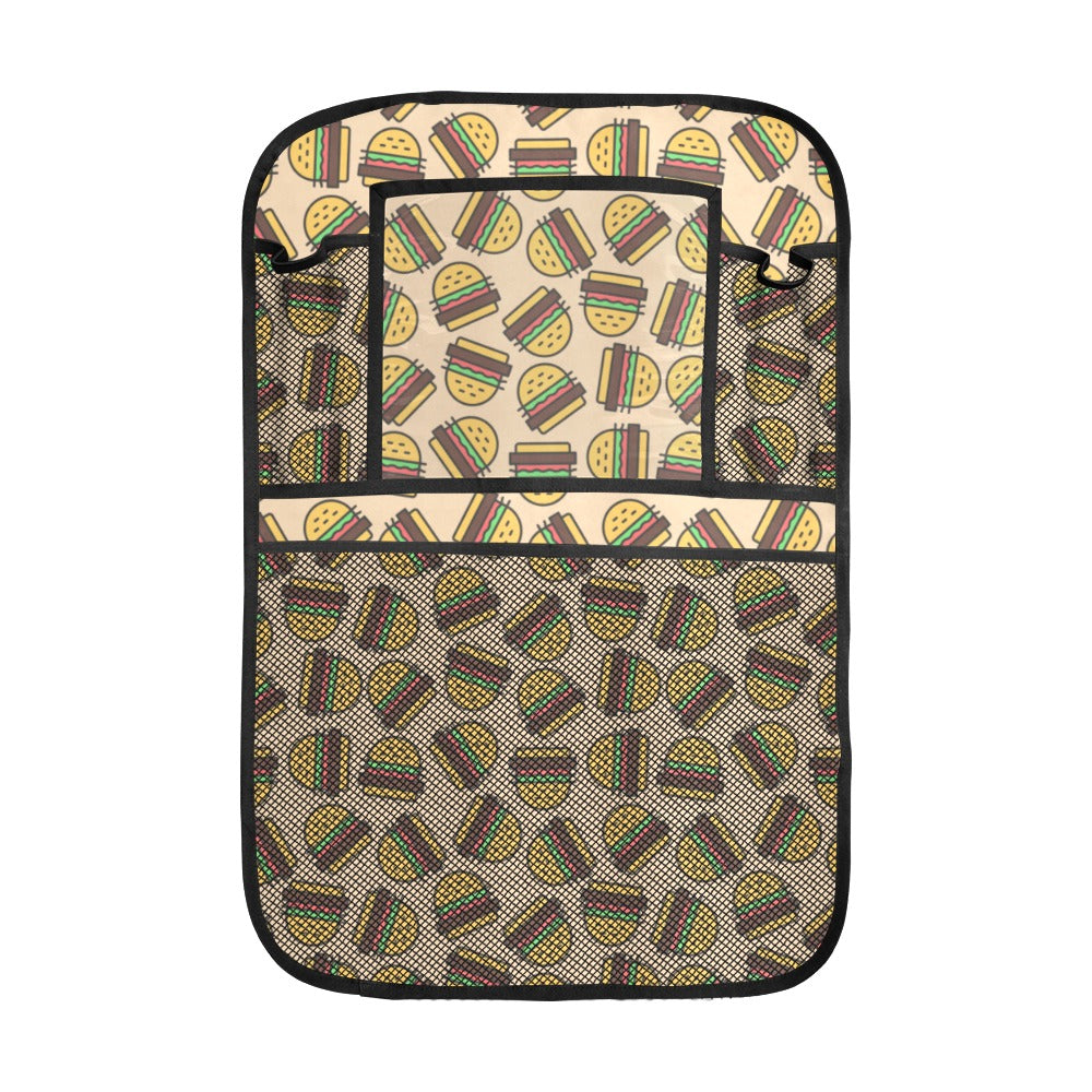 Hamburger Pattern Print Design 01 Car Seat Back Organizer