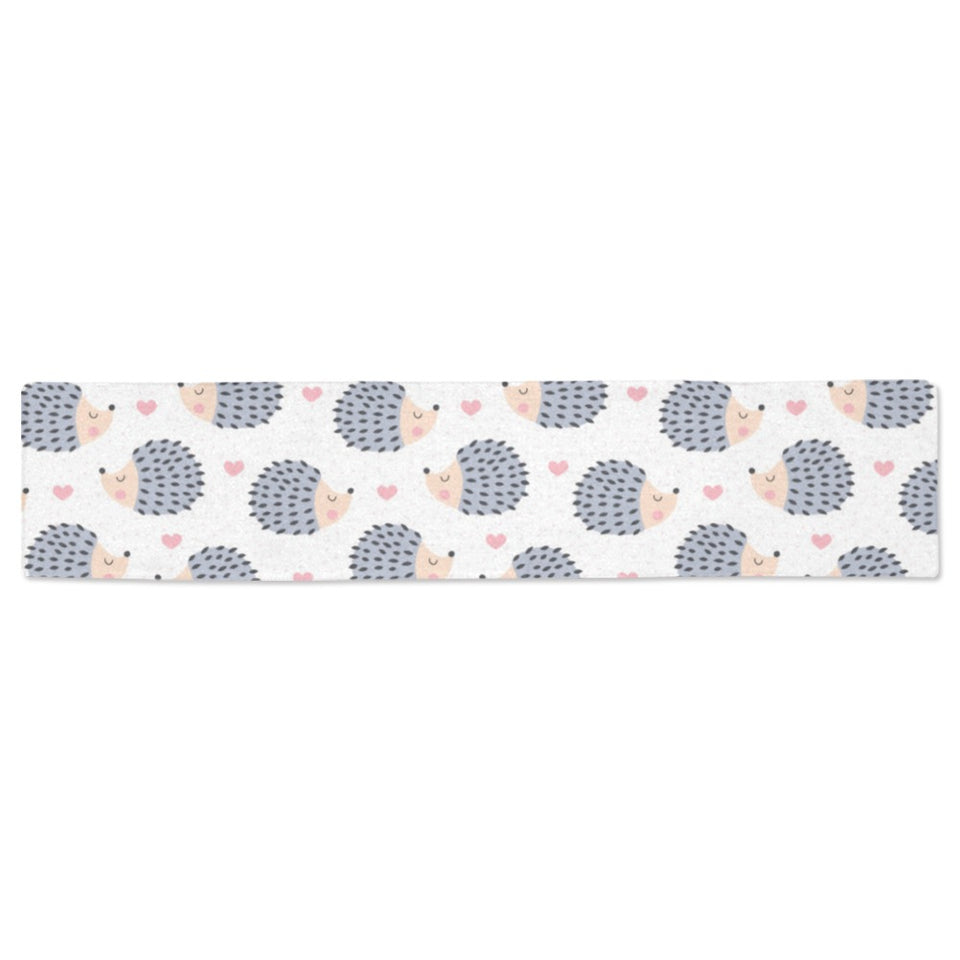 Hedgehog Pattern Print Design 04 Table Runner