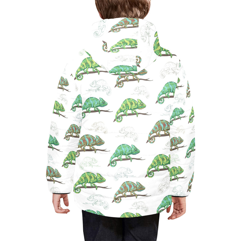 Chameleon lizard pattern Kids' Boys' Girls' Padded Hooded Jacket
