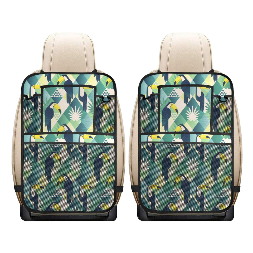 Toucan tropical leaves design pattern Car Seat Back Organizer