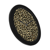 Leopard print design pattern Elegant Black Wall Clock