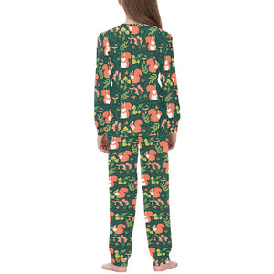 Squirrel Pattern Print Design 03 Kids' Boys' Girls' All Over Print Pajama Set