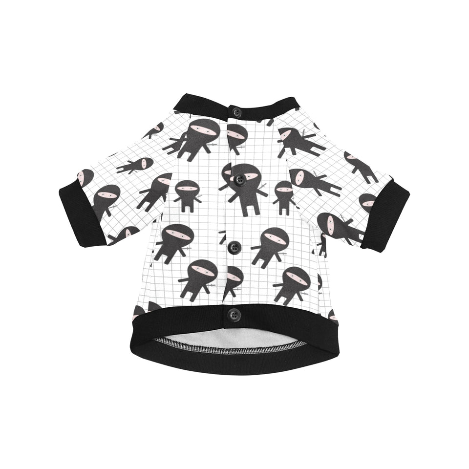 Ninja pattern plaid background All Over Print Pet Dog Round Neck Fuzzy Shirt