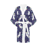 Hand drawn cute unicorn star planet Women's Short Kimono Robe