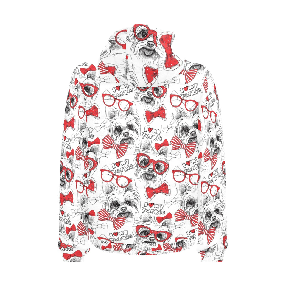 Yorkshire Terrier Pattern Print Design 04 Men's Padded Hooded Jacket