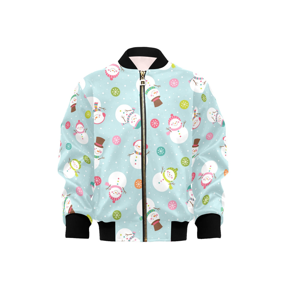 Cute snowman snowflake pattern Kids' Boys' Girls' Bomber Jacket