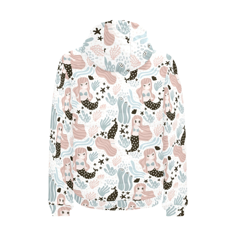 cute mermaid pattern Men's Padded Hooded Jacket