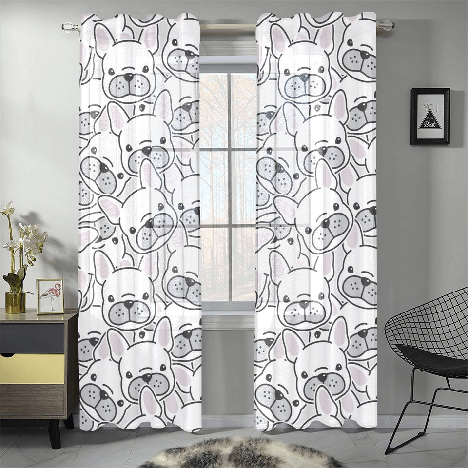 Cute french bulldog head pattern Gauze Curtain