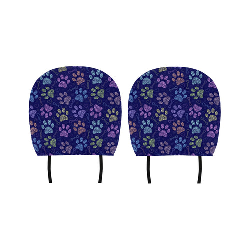 Dog Paws Pattern Print Design 02 Car Headrest Cover