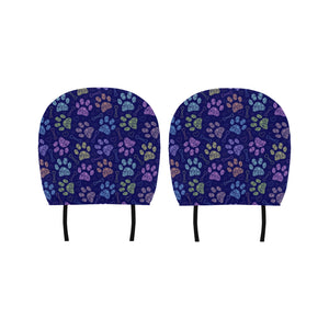 Dog Paws Pattern Print Design 02 Car Headrest Cover